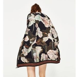 ZARA- premium studio floral crane bomber jacket